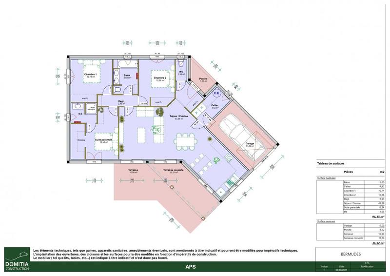 Maison - 96 m² - 5 pièces