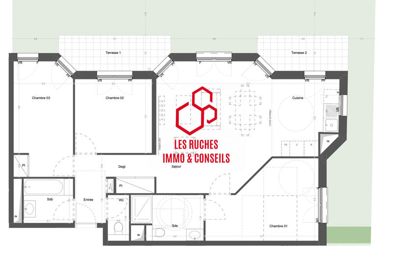 Appartement - 86 m² - 4 pièces