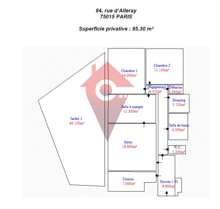 Appartement - 85 m² - 3 pièces