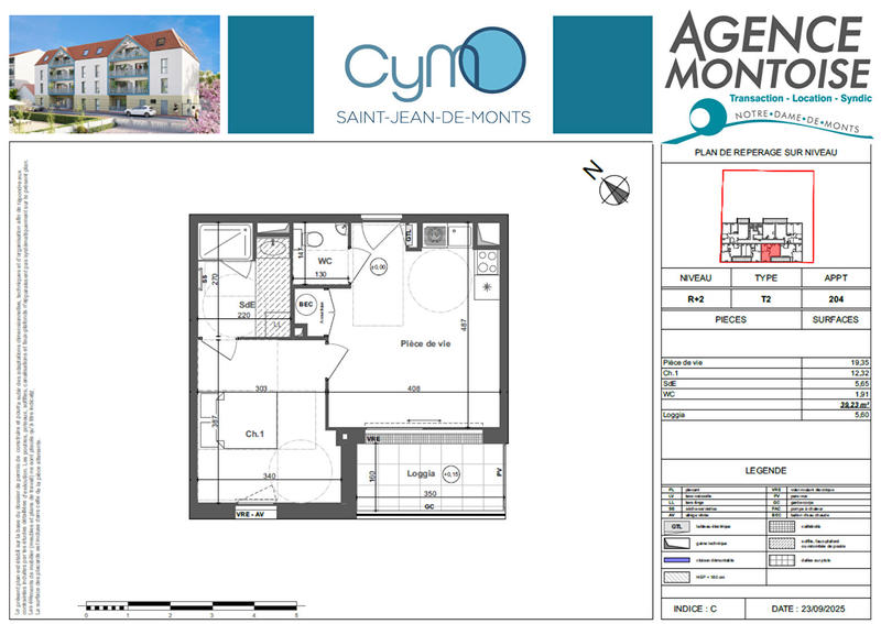 Appartement - 39 m² - 2 pièces