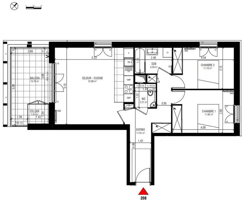 Appartement - 67 m² - 3 pièces