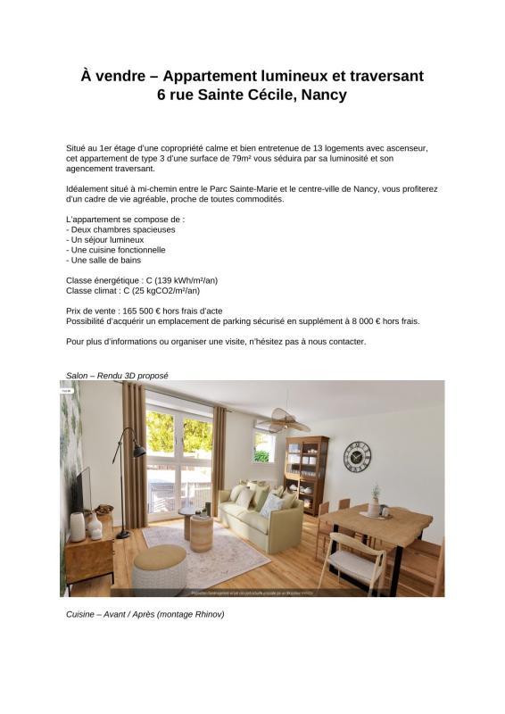 Appartement ancien - 79 m² - 3 pièces