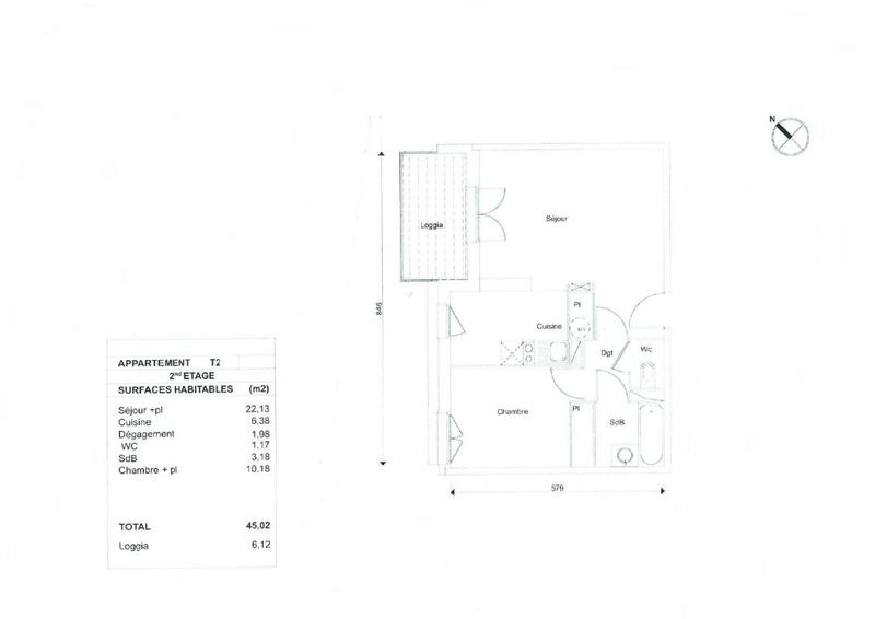 Appartement - 45 m² - 2 pièces