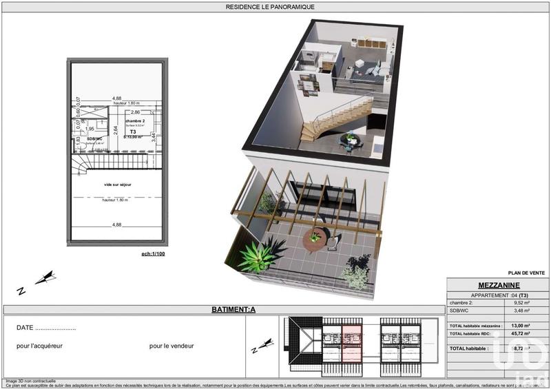 Appartement - 58 m² - 3 pièces