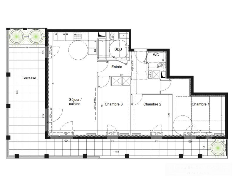 Appartement - 82 m² - 4 pièces