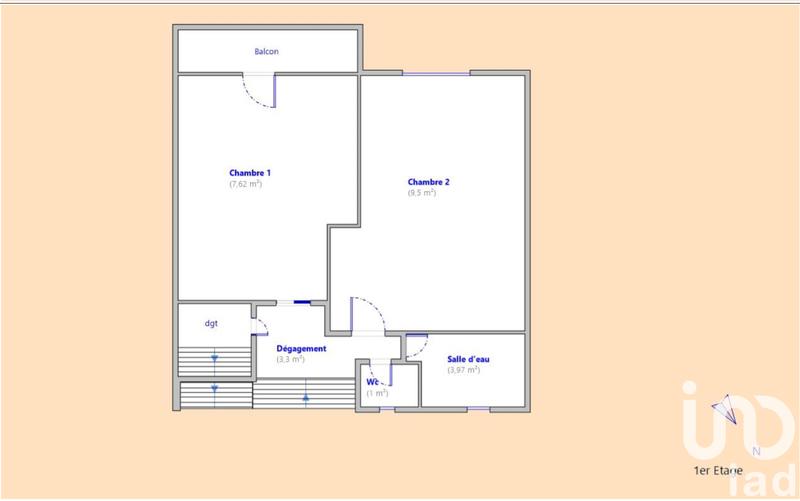 Maison de ville - 72 m² - 3 pièces