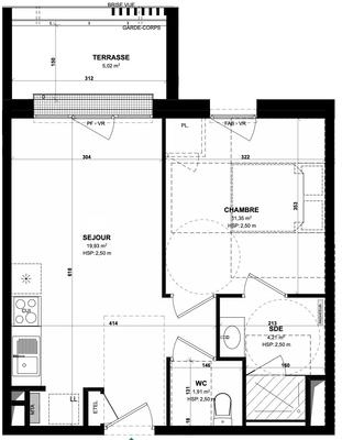 Appartement - 37 m² - 2 pièces