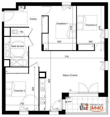Appartement - 82 m² - 4 pièces