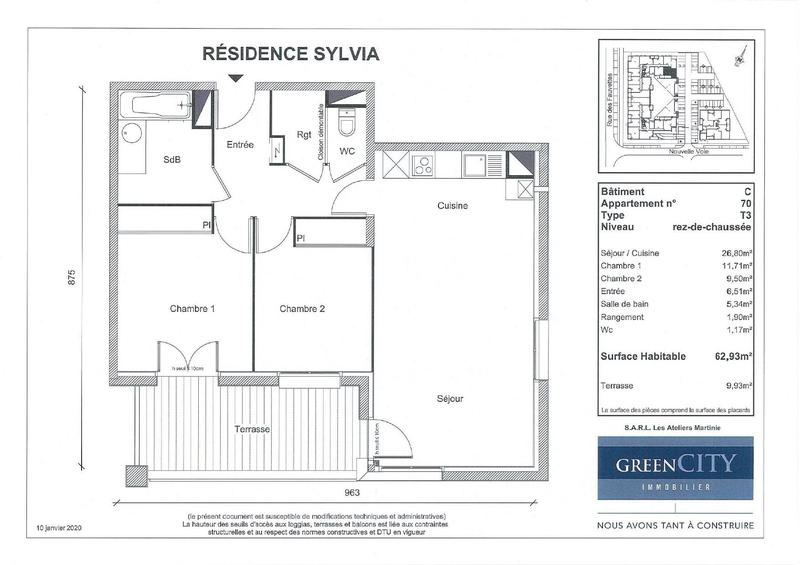 Appartement - 63 m² - 3 pièces