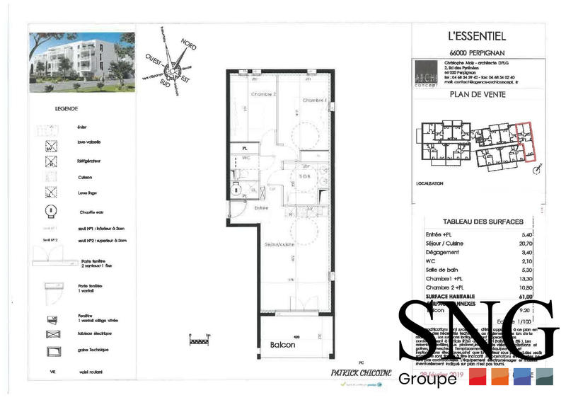 Appartement - 61 m² - 3 pièces