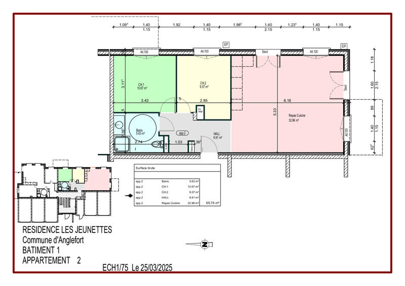 Appartement - 66 m² - 3 pièces