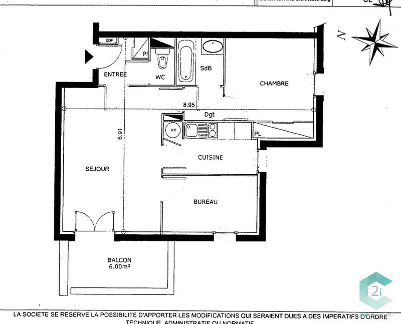 Appartement - 51 m² - 2 pièces