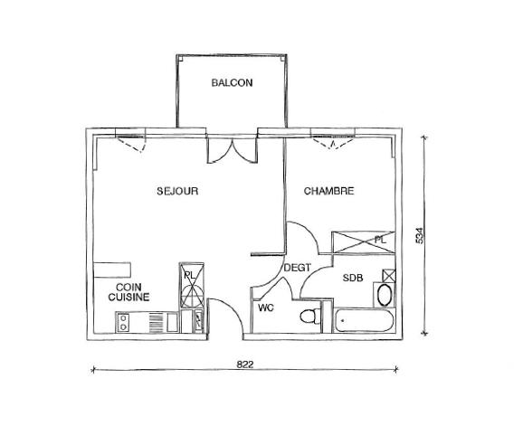 Appartement - 42 m² - 2 pièces