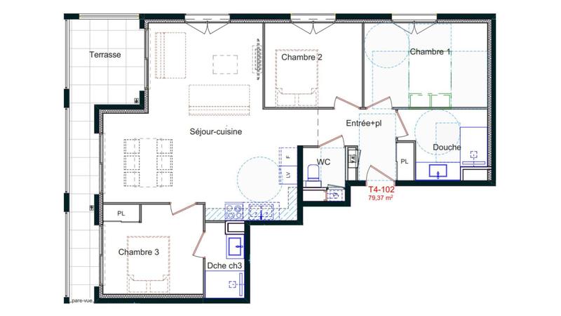 Appartement - 79 m² - 4 pièces
