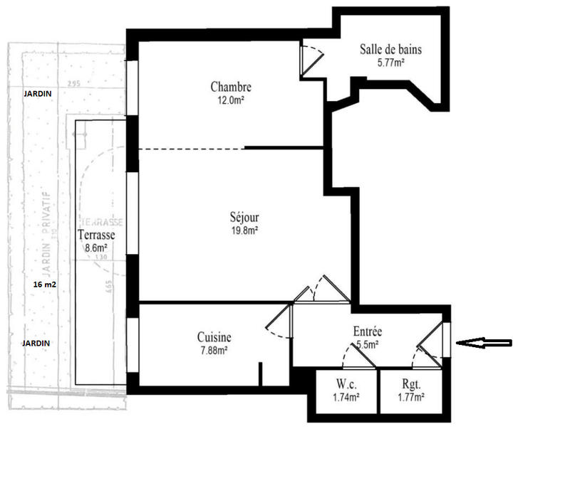 Appartement - 55 m² - 2 pièces