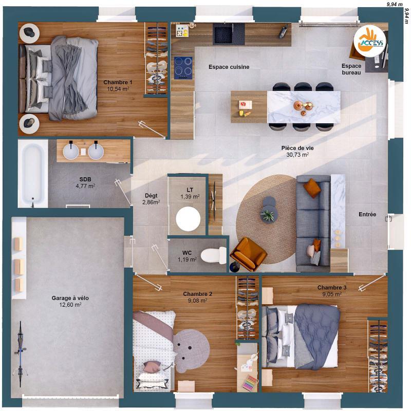 Maison - 70 m² - 5 pièces