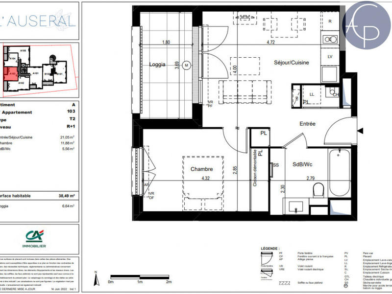 Appartement - 38 m² - 2 pièces
