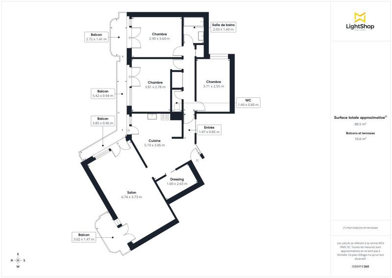 Appartement - 91 m² - 4 pièces