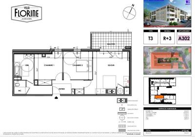 Appartement - 63 m² - 3 pièces