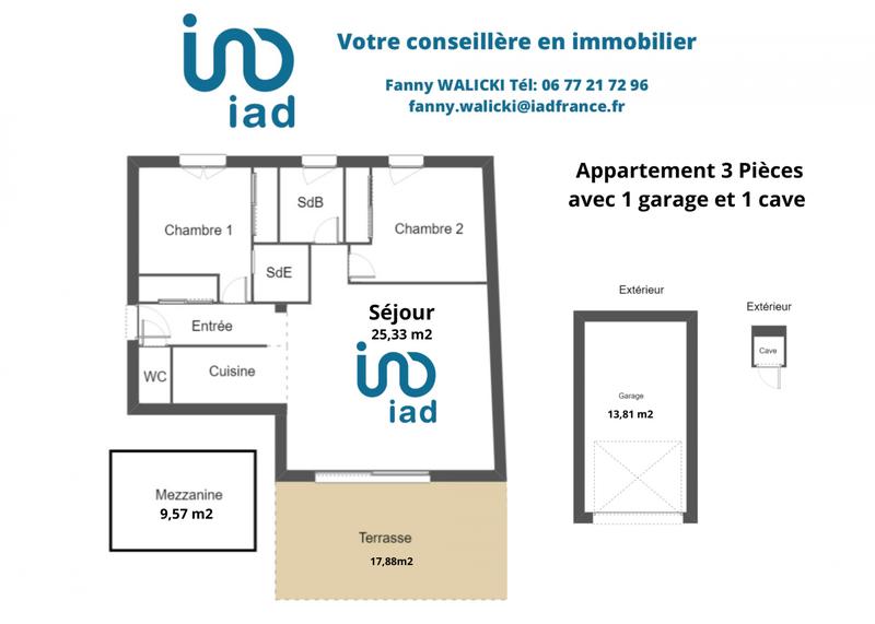 Appartement - 60 m² - 3 pièces