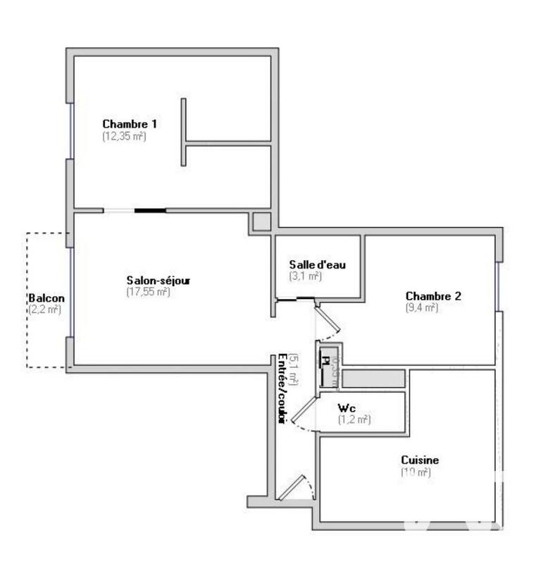 Appartement - 59 m² - 3 pièces