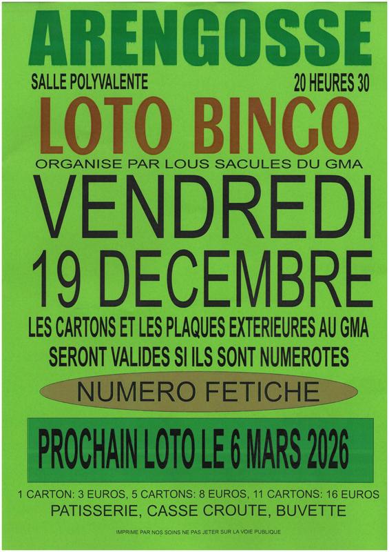 Loto Bingo Lous Sacules du Gma