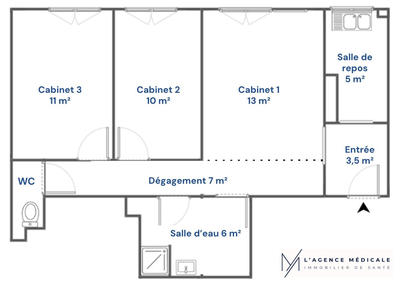 Bureau - 57 m² - 3 pièces