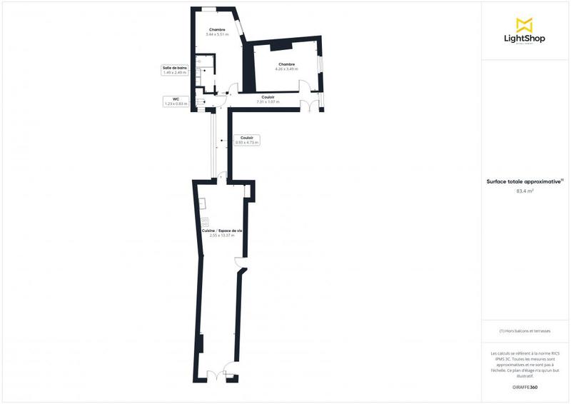 Appartement - 82 m² - 3 pièces