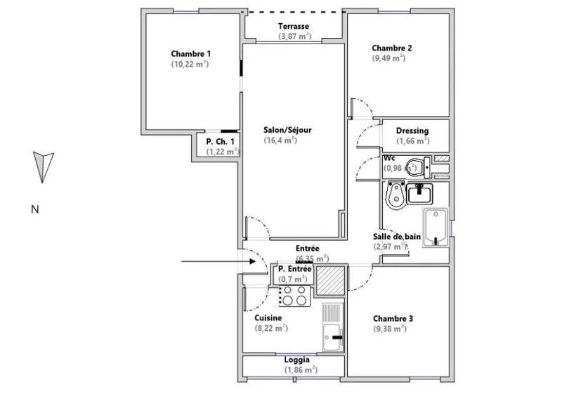 Appartement - 67 m² - 4 pièces