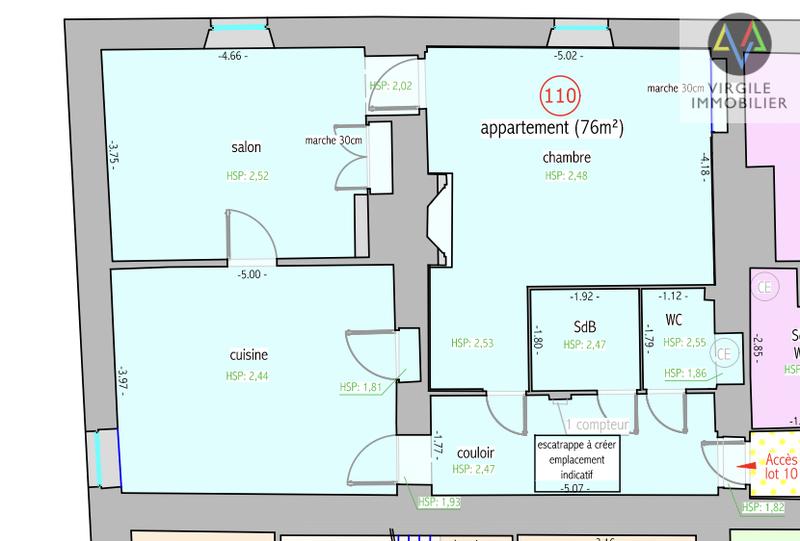 Appartement - 74 m² - 3 pièces