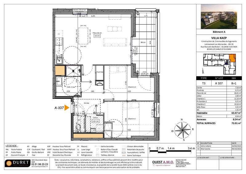 Appartement - 63 m² - 3 pièces