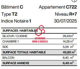 Appartement - 46 m² - 2 pièces