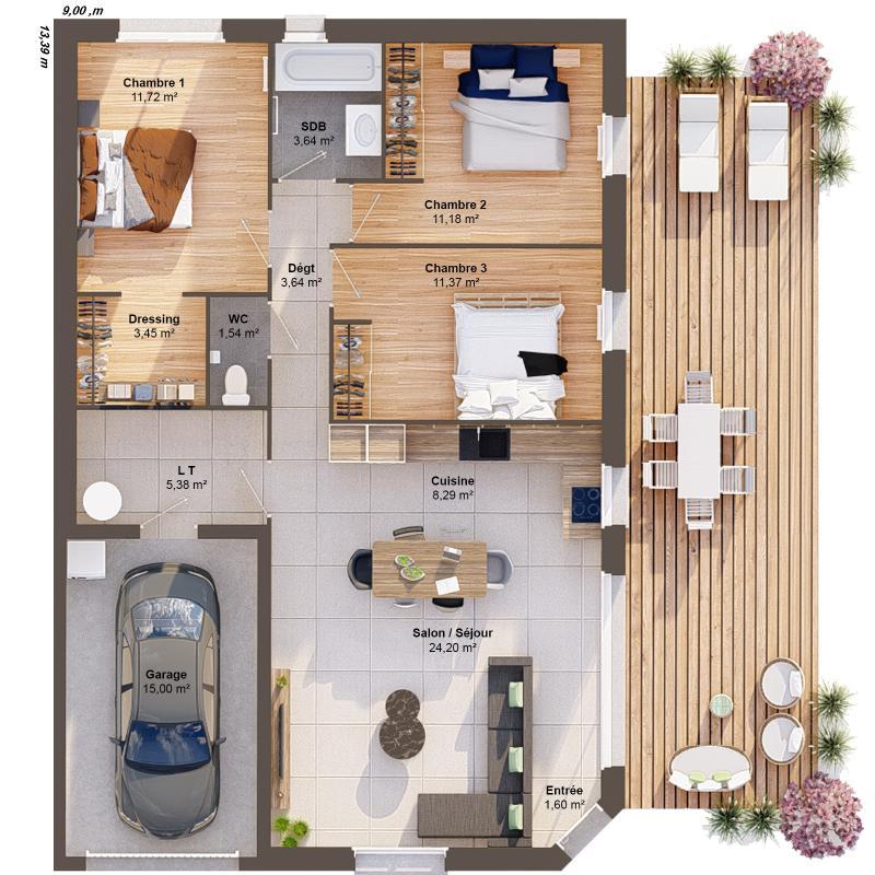 Maison - 86 m² - 5 pièces