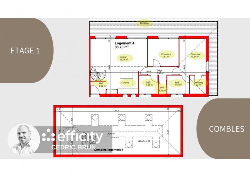 Appartement - 88 m² - 3 pièces