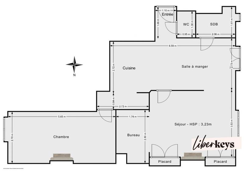 Appartement ancien - 62 m² - 2 pièces