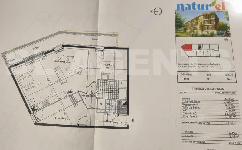 Appartement - 72 m² - 3 pièces