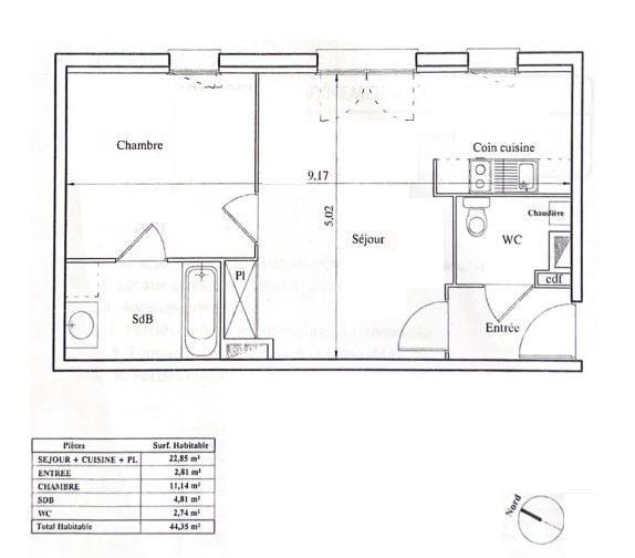 Appartement - 44 m² - 2 pièces