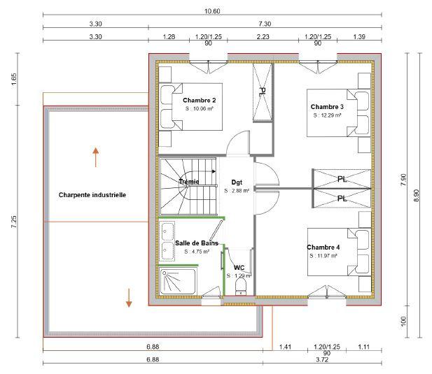 Maison - 95 m² - 4 pièces