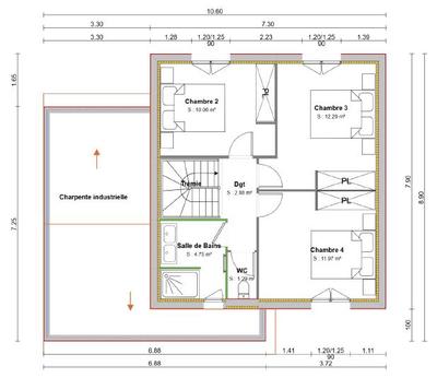 Maison - 95 m² - 4 pièces
