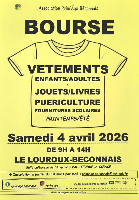 Bourse aux vêtements, jouets, livres, puériculture