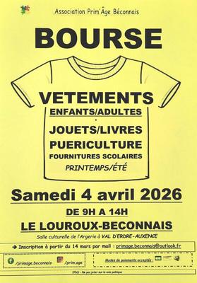 Bourse aux vêtements, jouets, livres, puériculture