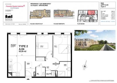 Appartement - 63 m² - 3 pièces