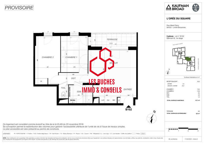 Appartement - 60 m² - 3 pièces