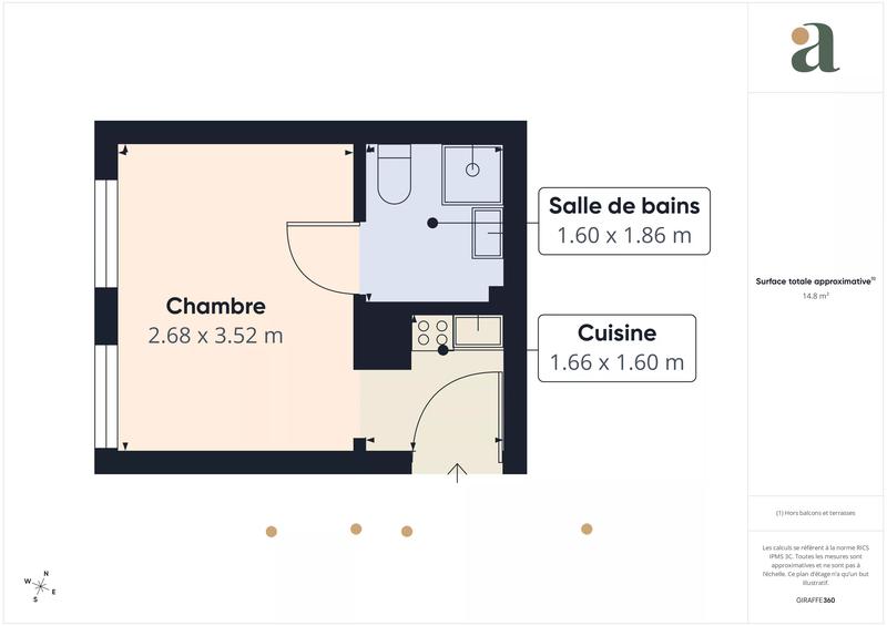Appartement - 17 m² - 1 pièce
