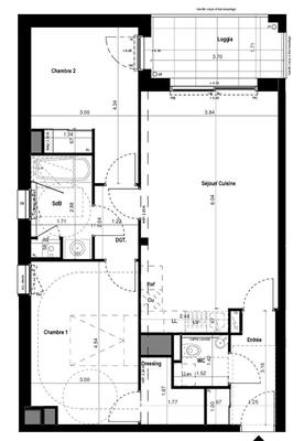 Appartement - 66 m² - 3 pièces