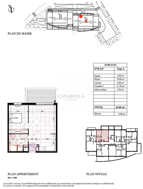 Appartement - 43 m² - 2 pièces
