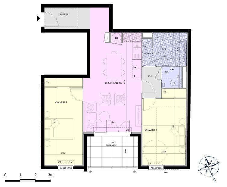 Appartement - 69 m² - 3 pièces