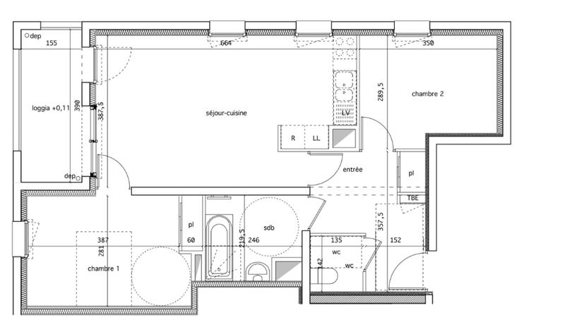 Appartement - 61 m² - 3 pièces
