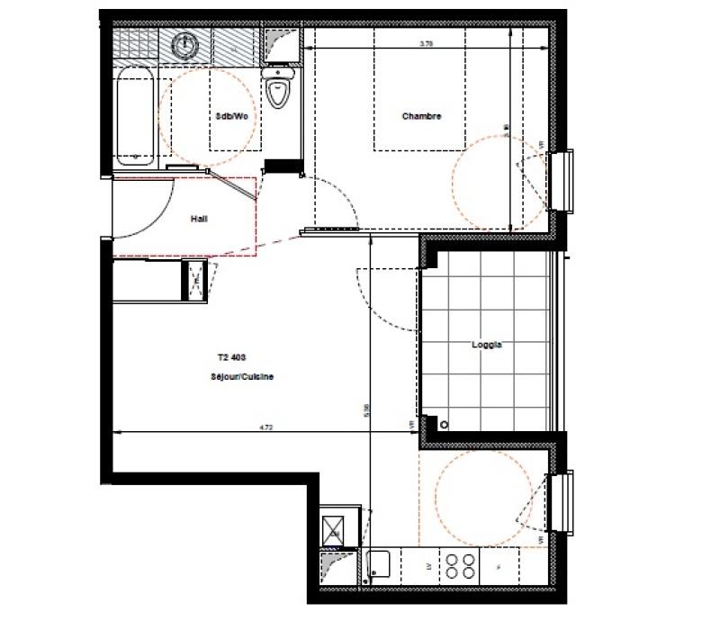 Appartement - 44 m² - 2 pièces