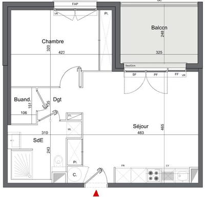 Appartement - 46 m² - 2 pièces